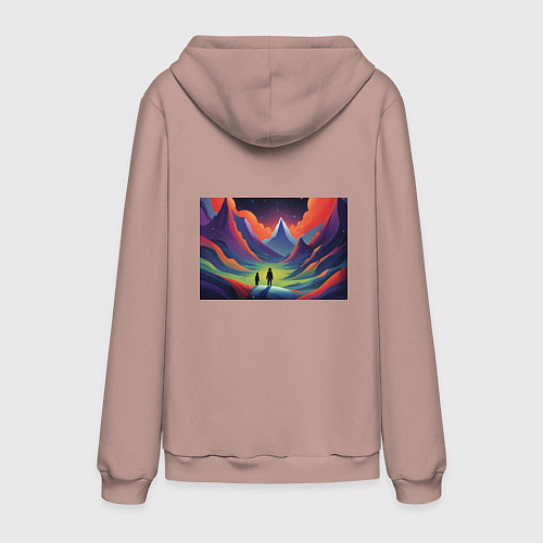 Мужская толстовка-худи Фантастический красочный пейзаж / Пыльно-розовый – фото 2