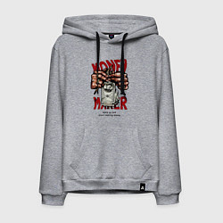Толстовка-худи хлопковая мужская Money maker hands, цвет: меланж