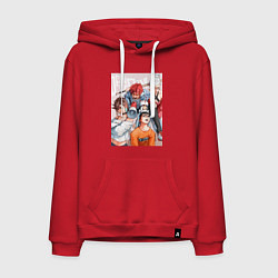 Толстовка-худи хлопковая мужская Дандадан: Кэн Такакура, цвет: красный