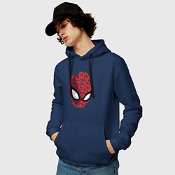 Толстовка-худи хлопковая мужская Spider-Man text, цвет: тёмно-синий — фото 2