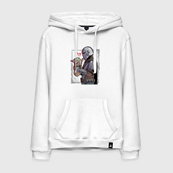 Толстовка-худи хлопковая мужская Беби Йода и Мандалорец, цвет: белый