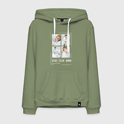 Толстовка-худи хлопковая мужская Bang chan stray kids cute, цвет: авокадо