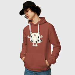 Толстовка-худи хлопковая мужская Кот в лапах, цвет: кирпичный — фото 2