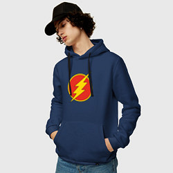 Толстовка-худи хлопковая мужская Flash logo, цвет: тёмно-синий — фото 2