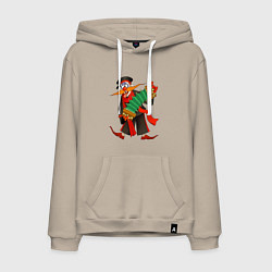 Толстовка-худи хлопковая мужская Мужичок усатый, цвет: миндальный