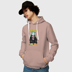 Толстовка-худи хлопковая мужская Cyberpunk edge runners - rebecca, цвет: пыльно-розовый — фото 2