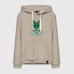 Толстовка-худи хлопковая мужская Milwaukee Bucks NBA, цвет: миндальный