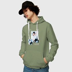 Толстовка-худи хлопковая мужская Lee know stray kids rockstar, цвет: авокадо — фото 2