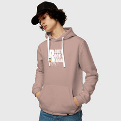 Толстовка-худи хлопковая мужская Roots reggae, цвет: пыльно-розовый — фото 2