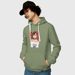 Толстовка-худи хлопковая мужская Дандадан: Момо, цвет: авокадо — фото 2