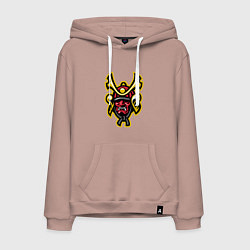 Толстовка-худи хлопковая мужская Samurai face, цвет: пыльно-розовый