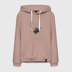 Толстовка-худи хлопковая мужская Рубик в воде, цвет: пыльно-розовый