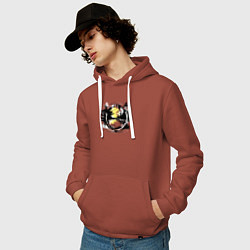 Толстовка-худи хлопковая мужская Грязь и скорость, цвет: кирпичный — фото 2
