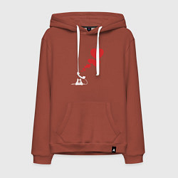 Толстовка-худи хлопковая мужская Телефон с сердечками, цвет: кирпичный