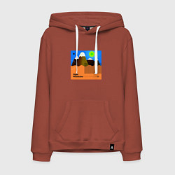 Толстовка-худи хлопковая мужская Ночные горы, цвет: кирпичный