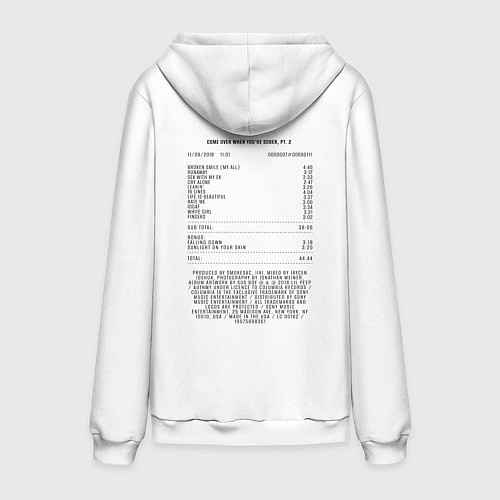 Мужская толстовка-худи Lil Peep playlist bill / Белый – фото 2