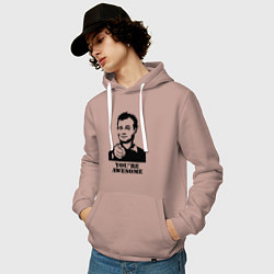 Толстовка-худи хлопковая мужская Билл Мюррей - ты потрясен, цвет: пыльно-розовый — фото 2
