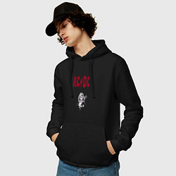 Толстовка-худи хлопковая мужская AcDc - roook фильтр amaro, цвет: черный — фото 2