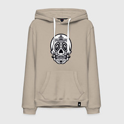 Толстовка-худи хлопковая мужская Skull Mexico, цвет: миндальный
