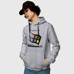 Толстовка-худи хлопковая мужская Предназначен для windows 95, цвет: меланж — фото 2
