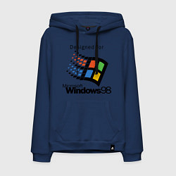 Толстовка-худи хлопковая мужская Предназначен для windows 98, цвет: тёмно-синий