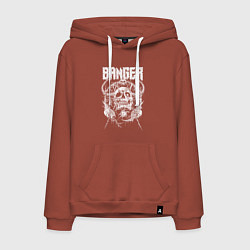 Толстовка-худи хлопковая мужская Banger - horned skull, цвет: кирпичный
