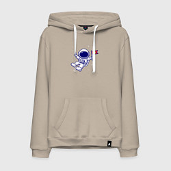 Толстовка-худи хлопковая мужская Космонавт с флажком, цвет: миндальный