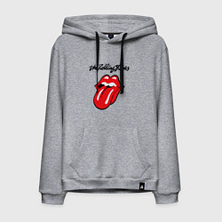 Толстовка-худи хлопковая мужская Rolling Stones - logo, цвет: меланж