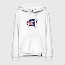 Толстовка-худи хлопковая мужская Columbus blue jackets - hockey team - emblem, цвет: белый