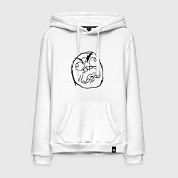 Толстовка-худи хлопковая мужская Рейдж фейс мем, цвет: белый