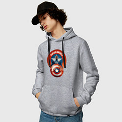 Толстовка-худи хлопковая мужская Captain America, цвет: меланж — фото 2