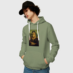 Толстовка-худи хлопковая мужская Чубакка - Мона Лиза, цвет: авокадо — фото 2