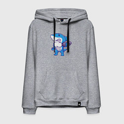 Толстовка-худи хлопковая мужская Акула бодибилдер, цвет: меланж