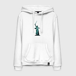 Толстовка-худи хлопковая мужская Родина мать победа, цвет: белый