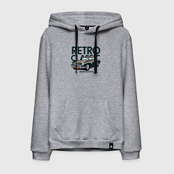 Толстовка-худи хлопковая мужская Retro classic car, цвет: меланж