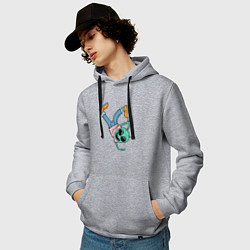 Толстовка-худи хлопковая мужская Инопланетянин брейкдансер, цвет: меланж — фото 2