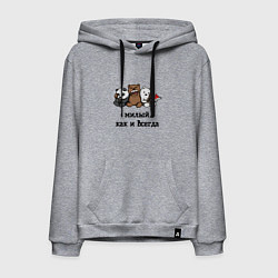 Толстовка-худи хлопковая мужская Милый как и всегда, цвет: меланж