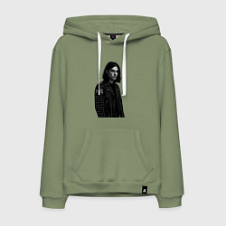 Толстовка-худи хлопковая мужская Bones в образе рок звезды, цвет: авокадо