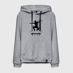 Толстовка-худи хлопковая мужская Прыжок на батуте, цвет: меланж