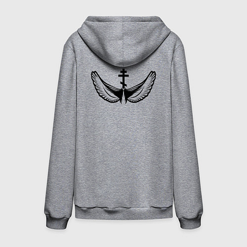 Мужская толстовка-худи Если ангел твой за твоим плечом черный орнамент / Меланж – фото 2