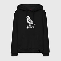 Толстовка-худи хлопковая мужская Воробей в готическом стиле, цвет: черный