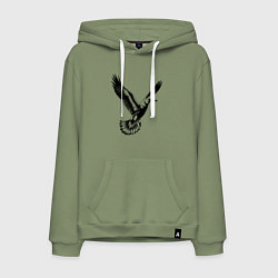 Толстовка-худи хлопковая мужская Полет чайки, цвет: авокадо