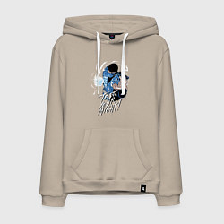 Толстовка-худи хлопковая мужская Саб-зиро проверь свою мощь, цвет: миндальный