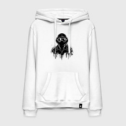 Толстовка-худи хлопковая мужская Авиатор черный, цвет: белый