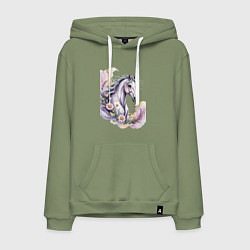 Толстовка-худи хлопковая мужская Волшебное превращение, цвет: авокадо