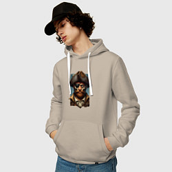 Толстовка-худи хлопковая мужская Одноглазый пират Йо-хо-хо и бутылка рома, цвет: миндальный — фото 2