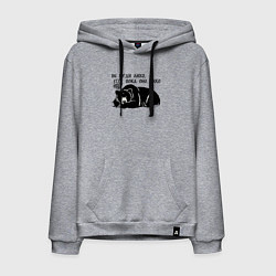 Толстовка-худи хлопковая мужская Медведь - не буди лихо пока оно тихо, цвет: меланж