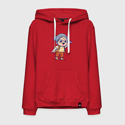 Толстовка-худи хлопковая мужская Весёлая бабуля, цвет: красный