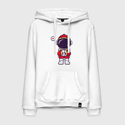Толстовка-худи хлопковая мужская Spaceman, цвет: белый