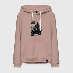 Толстовка-худи хлопковая мужская Bushido ride, цвет: пыльно-розовый